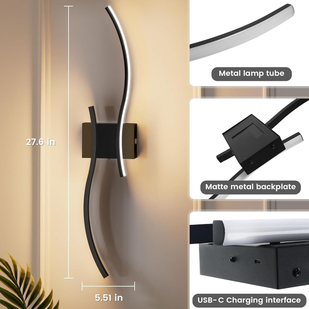 Curved Wall Lamp LED: Set of 2